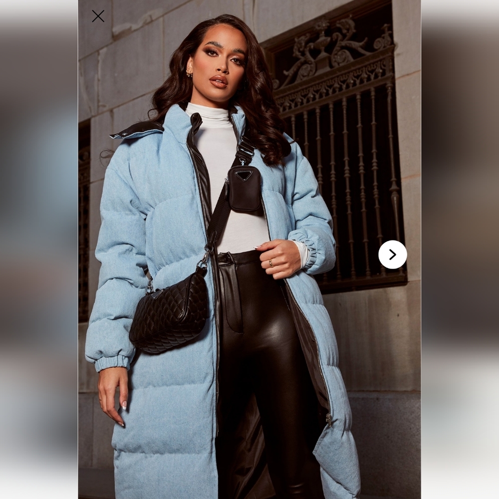 Above Status Puffer Coat - Light Wash NWT